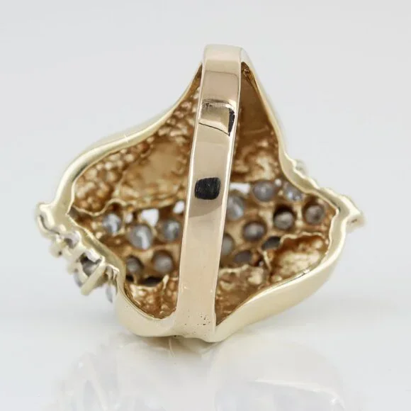 10k Yellow Gold Diamond Cluster Waterfall Cocktail Ring